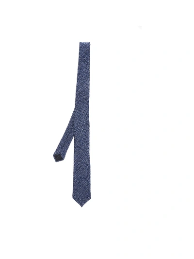 Ermenegildo Zegna Blue Tie With Blue Geometric Pattern