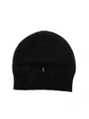 STONE ISLAND BLACK BEANIE WITH FRONT OPENING