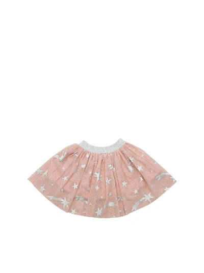 Stella Mccartney Kids' Pink Tulle Miniskirt With Stars In Rose