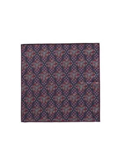 Eton Geometric Wool Pocket Square In Purple