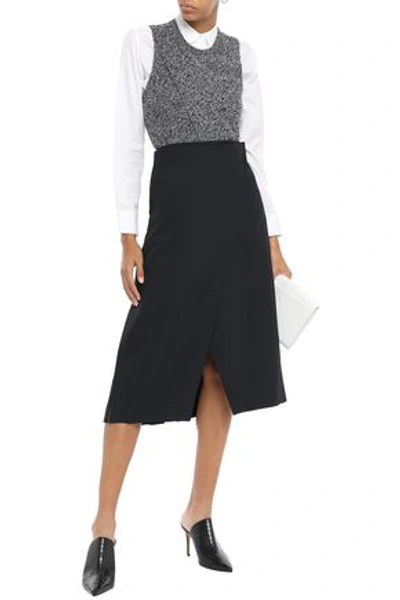 Beaufille Pleated Twill Midi Wrap Skirt In Black