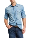 Brunello Cucinelli Classic Western Denim Shirt In Blue
