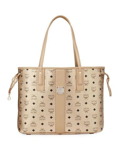 Mcm Project Visetos Coated Canvas Shopper In Berlin Gold