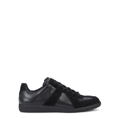 Maison Margiela Black Replica Suede Panel Leather Sneakers In Multi