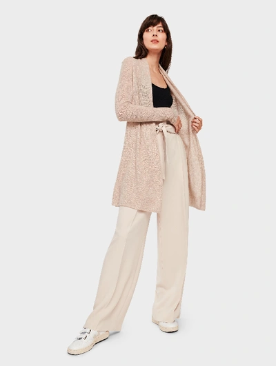 White + Warren Essential Cashmere Trapeze Cardigan Sweater In Sand Wisp Heather