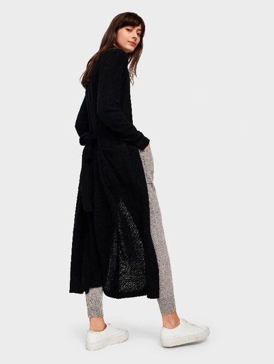 White + Warren Long Cashmere Robe Sweater In Black