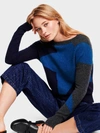 WHITE + WARREN CASHMERE EXAGGERATED STAR CREWNECK TOP IN COSMIC TEAL,18381