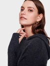 WHITE + WARREN CASHMERE OVERSIZED WAFFLE HOODIE IN CHARCOAL HEATHER,18378