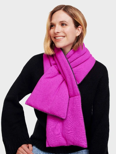 White + Warren Cashmere Puffer Scarf In Charcoal Heather/optimistic Pink