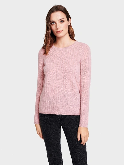White + Warren Cashmere Ribbed Crew Sweater In Thistle Heather