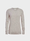 WHITE + WARREN ESSENTIAL CASHMERE CRYSTAL CREWNECK TOP IN MISTY GREY HEATHER WITH CRYSTALS,15512EMB