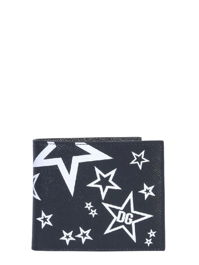 Dolce & Gabbana Millennials Star Bifold Wallet In Black,white