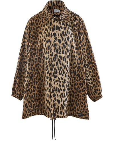 Balenciaga 大廓形豹纹软壳面料雨衣 In Leopard