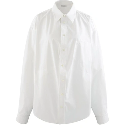 Balenciaga Back-slit Oversized Button-down Poplin Shirt In White