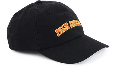 Palm Angels Logo-embroidered Cotton-twill Baseball Cap In Black
