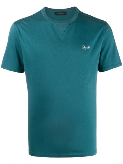 Ermenegildo Zegna Embroidered Logo T-shirt In Green