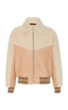 GIVENCHY LEATHER AND SHEARLING BOMBER JACKET,753391