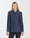 Lafayette 148 Petite Matte Silk Julianne Blouse In Moonglow