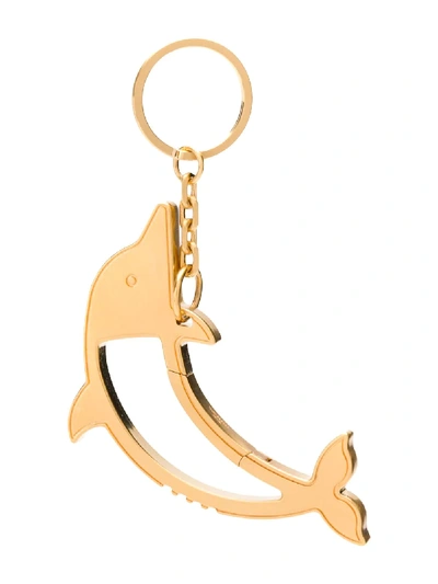 Thom Browne Brass Dolphin Icon Key Ring In Gold