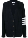 Thom Browne Navy Cotton Jersey Exaggerated Fit 4-bar Cardigan In Blue