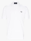 Fred Perry Logo Embroidered Polo Shirt In White