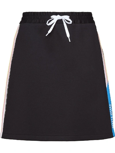 Miu Miu Technical Cotton Fleece Skirt In 黑色