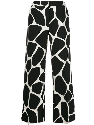 Valentino Abstract Print Flared Trousers In Black
