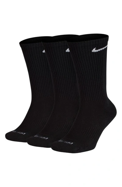 Nike Everyday Plus Cushioned Training Crew Socks In Black/white