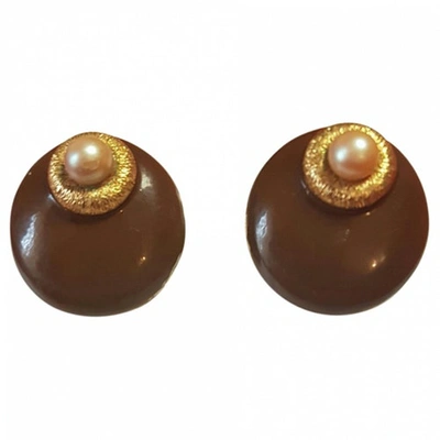 Pre-owned Pierre Cardin Earrings In Brown