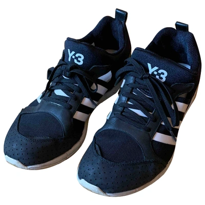 Pre-owned Y-3 Leather Low Trainers In Black