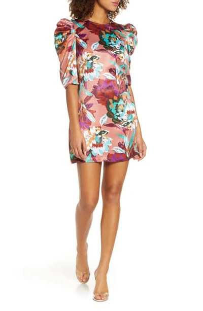 Ali & Jay Young, Free & Single Floral Satin Minidress In Brushstroke Floral