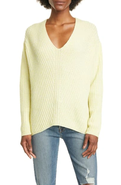 Allude Rib Oversize Cashmere Sweater In Chartreuse Tweed