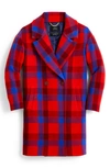 JCREW PLAID ITALIAN STADIUM CLOTH WOOL BLEND OVERSIZE TOP COAT,AB609