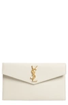 Saint Laurent Uptown Medium Ysl Monogram Grain De Poudre Clutch Bag In Cream