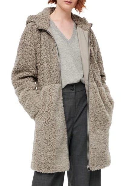 Jcrew Mixed Teddy Fleece Coat In Grey Poodle