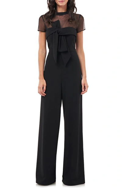 Js Collections Illusion Crepe Jumpsuit In Black