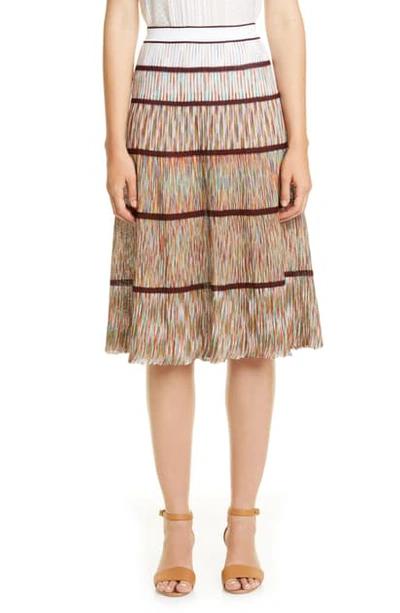 Missoni Tier Knit Cotton Skirt In Multi