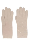 Carolyn Rowan Accessories Crystal Embellished Cashmere Gloves In Yogi Ivory