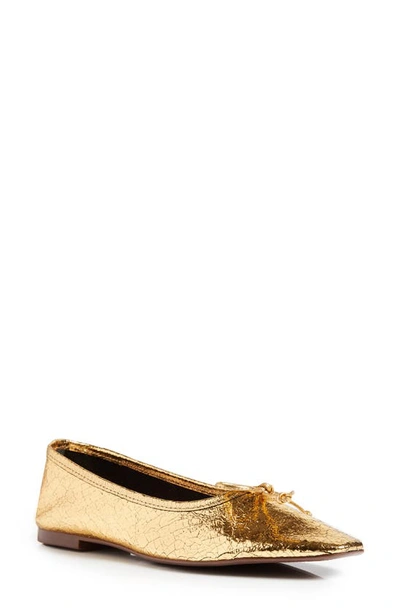 Schutz Women's Arissa Embossed Square-toe Flats In Ouro Leather