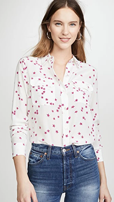 Equipment Stars Slim Signature Button-down Shirt In Red Violet