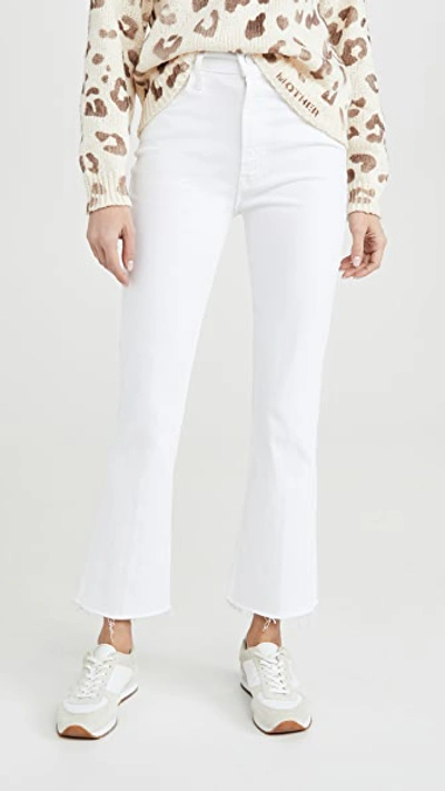 Mother The Tomcat Roller Distressed High-rise Flared Jeans In White