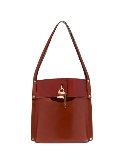 Chloé Aby Leather Medium Bucket Bag In Brown