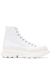 Alexander Mcqueen Tread Slick Suede Platform Sneakers In White