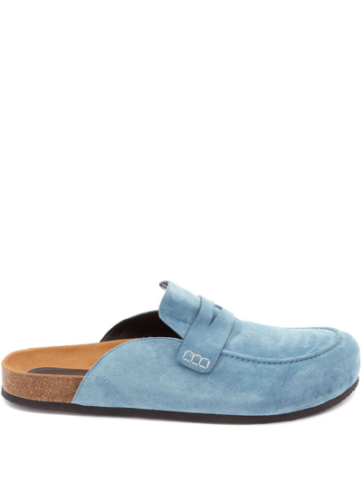 Jw Anderson Backless Suede Loafers In Blue