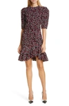 MICHAEL KORS TIERED BELTED SCATTERED DOT DRESS,431PKQ115A