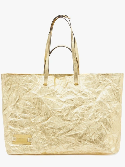 Jw Anderson Crinkled Tote Bags In Gold