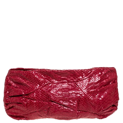 Pre-owned Zagliani Red Python Leather Flash Clutch