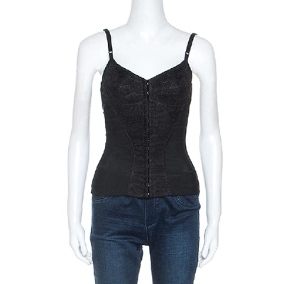 Pre-owned Dolce & Gabbana Black Lace Detail Bustier Top S