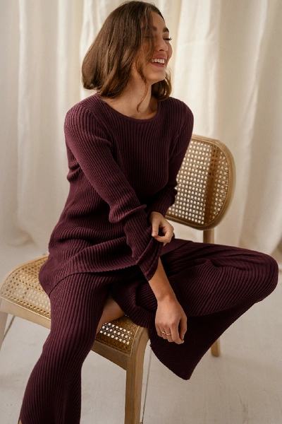 Na-kd Recycled Longline Ribbed Sweater - Red In Burgundy