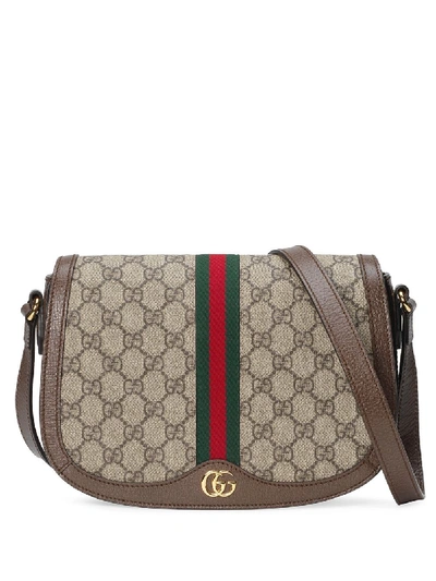 Gucci Ophidia Shoulder Bag In Beige Ebony/web